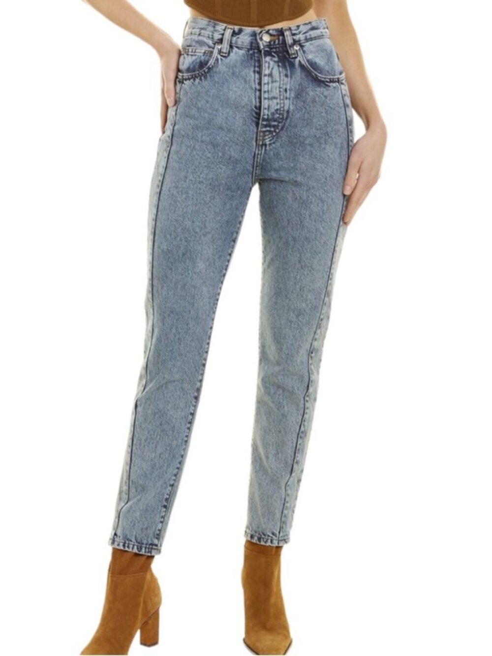 IRO Paris – Gismond Skinny Acid Wash Ankle Jeans in Snow Blue size 24